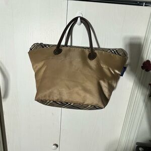 Burberry Beige and Brown Tote Bag with Signature Check Trim